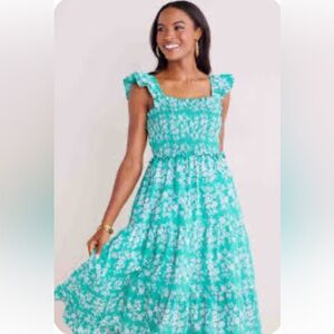 THML smocked bodice Midi Dress Size L